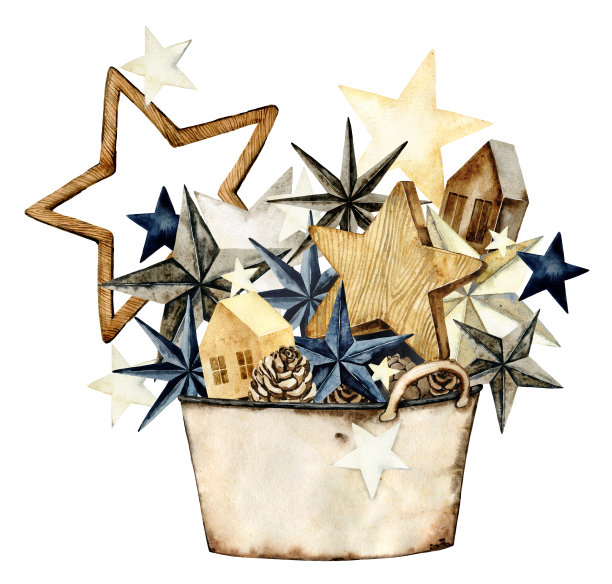 圣诞节水彩插图图片下载