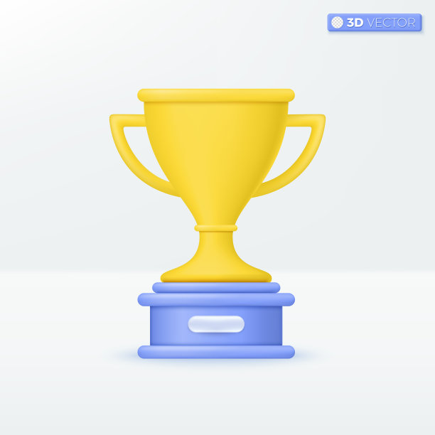 金杯杯图标符号。冠军奖励仪式，成功，第一名冠军概念。三维矢量孤立插图设计。卡通粉彩极简风格。可用于设计ux, ui，平面广告。图片下载