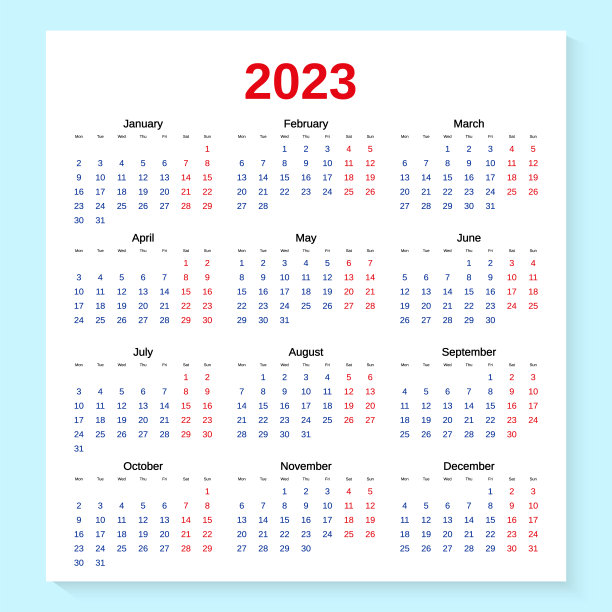 2023年年历矢量图图片下载