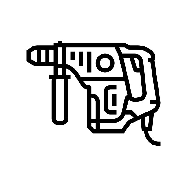 钻孔机线路图标矢量插图图片下载