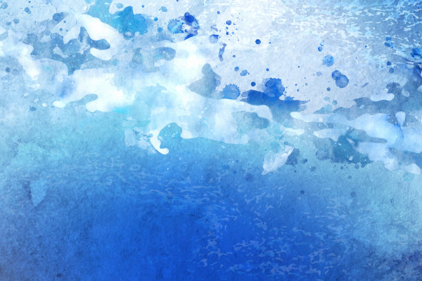 蓝色水下抽象水彩纹理背景。画潜水水彩背景图片下载