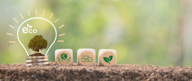 环保替代能源可持续可再生能源绿色能源创新和环保能源技术，灯座，木块，自然背景图片下载