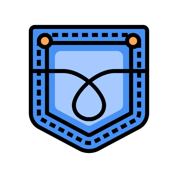 口袋牛仔颜色图标矢量插图图片下载