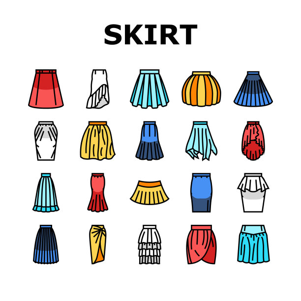 裙子时尚少女装女性偶像集矢量图片下载