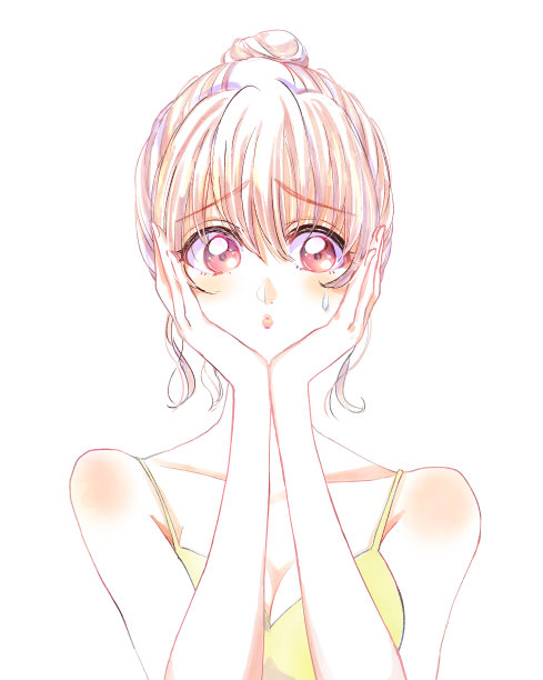 一个穿着小背心的年轻女子，一脸愁容图片下载