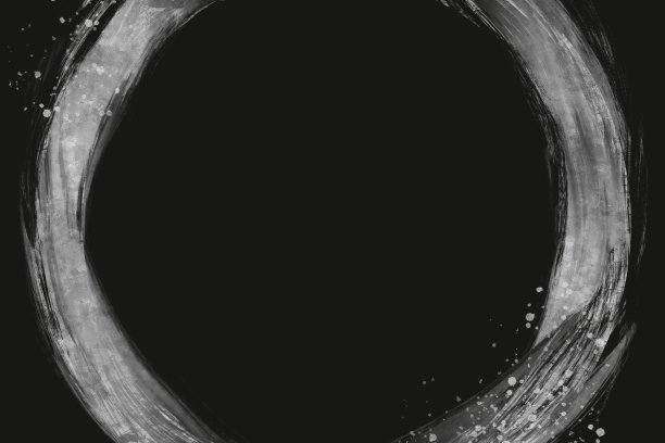 日本风格的抽象背景和文字空间。黑色背景上的银色笔触戒指。黑暗的百货企业模板图片下载