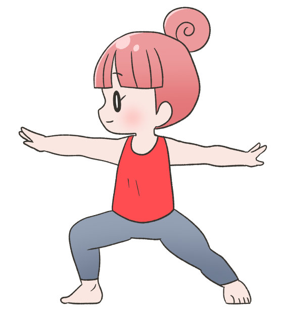 女子在瑜伽战士姿势插图图片下载