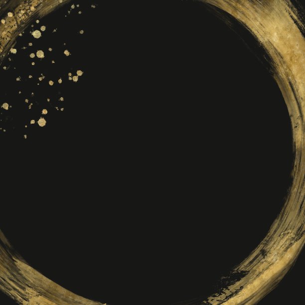 日本风格的抽象背景和文字空间。金色笔画戒指在黑色背景。黑暗的百货企业模板。广场背景图片下载