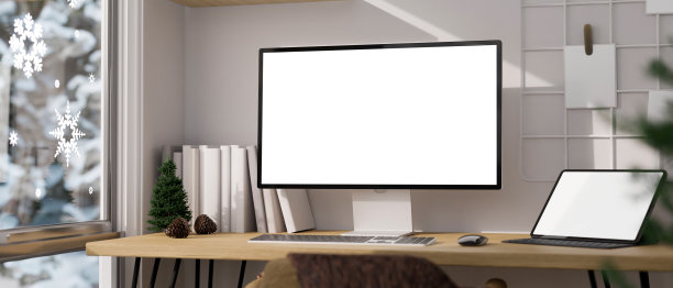 最小和舒适的工作空间附近的窗口与台式电脑和平板电脑模型图片下载