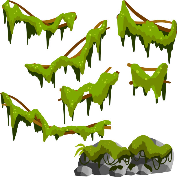 树枝上长着青苔和绿草图片下载