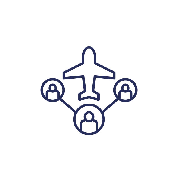 飞机和乘客飞行能力线图标图片下载