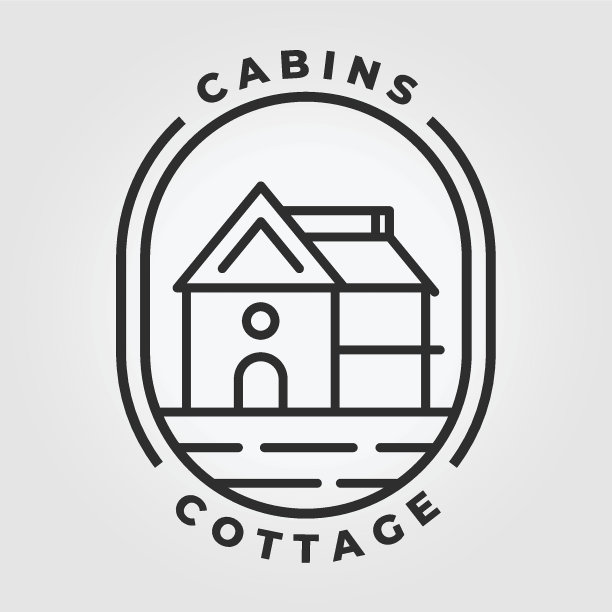 徽记小屋住宅线艺术矢量插画设计Vintage图片下载