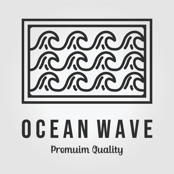 线条艺术波浪符号矢量设计插画，海水湖河概念图片下载