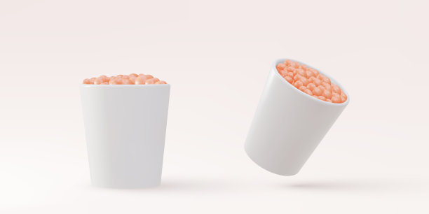 3d两个逼真的零食一次性杯。矢量插图。图片下载