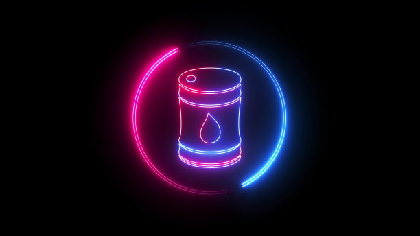 石油或生物燃料，爆炸性化学品，危险物质。易燃液体罐图标隔离在黑色背景上。说明背景。图片下载