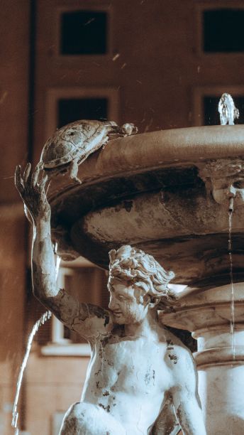 垂直拍摄的意大利罗马海龟喷泉雕像图片下载