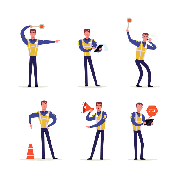 男人马路警察穿着背心维持秩序图片下载