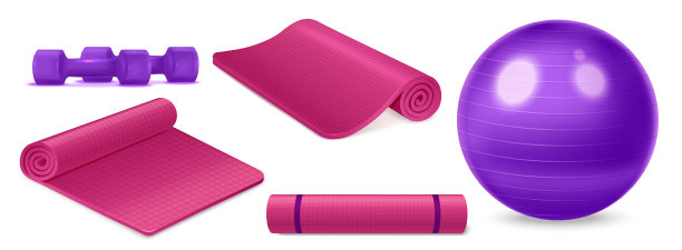 逼真的瑜伽器械套装图片下载