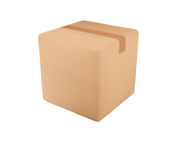 用透明胶带和标签的纸板或纸盒逼真的送货盒。图片下载