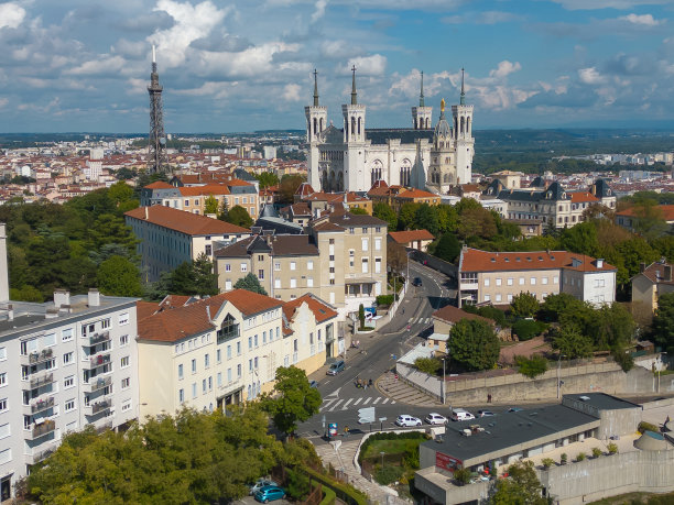 里昂市Fourviere山的鸟瞰图图片下载