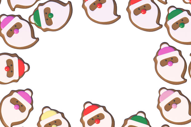 3d渲染圣诞或新年元素背景装饰饼干和糖果。五颜六色的节日礼物。现代设计。孤立的插图。图片下载