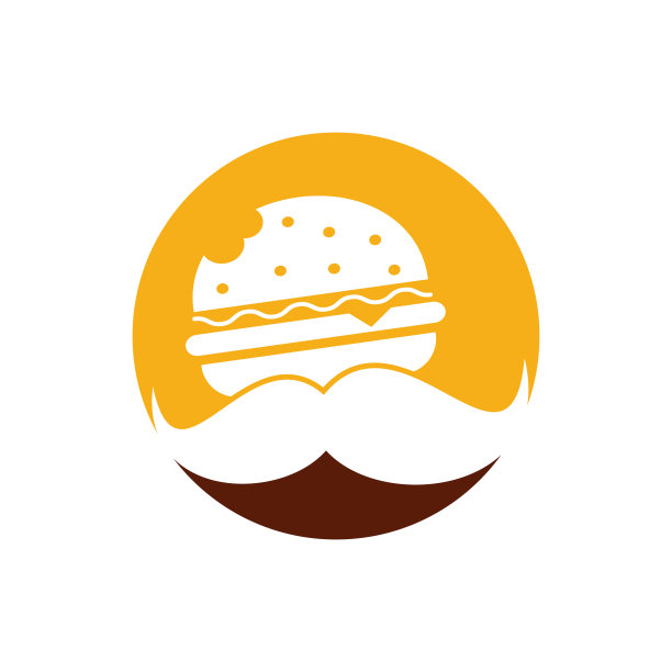 胡子汉堡标志图标向量。图片下载