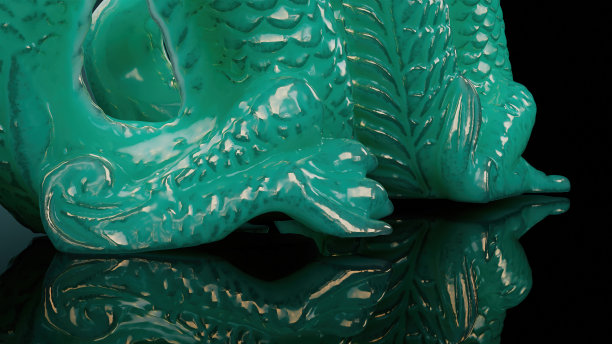 在专业照明的黑色背景上玉龙雕像的一部分图片下载