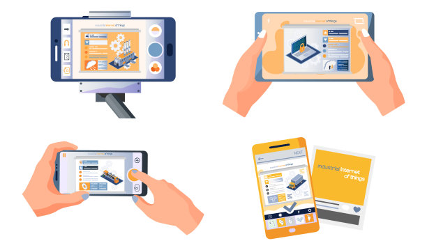 物联网概念人手手持智能手机网页与现代科技应用图片下载