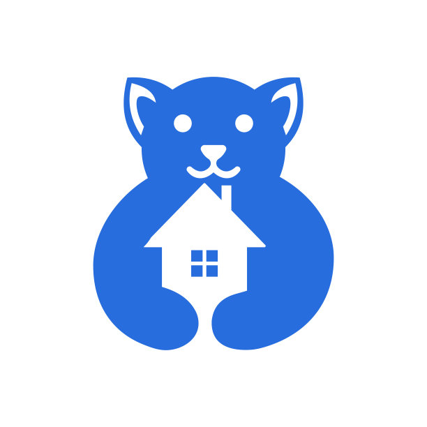 狗地产标识负空间概念矢量模板。狗抱家标志图片下载