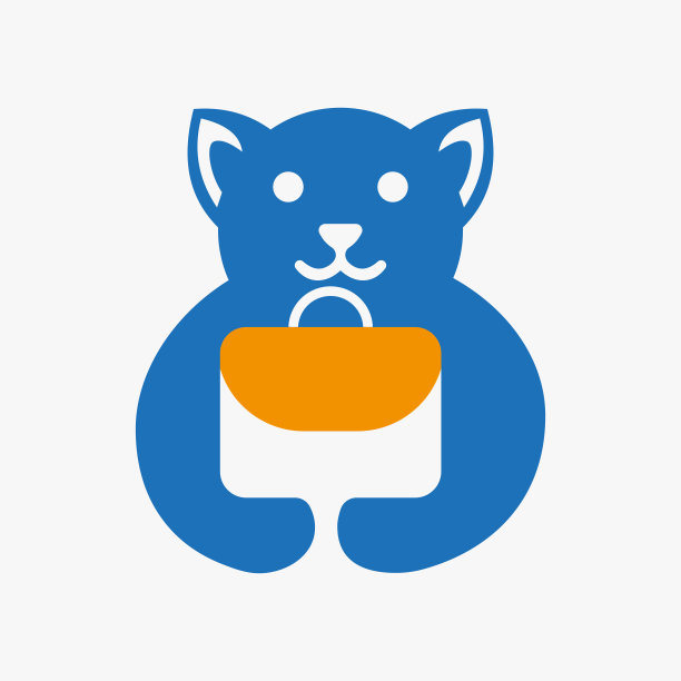 狗袋标志负空间概念矢量模板。狗抱袋符号图片下载