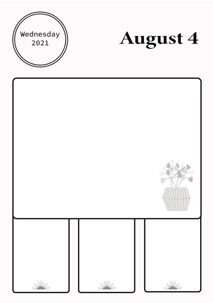 墙壁日历页模板与季节性的图形为月。八月夏季主题日历页图片下载