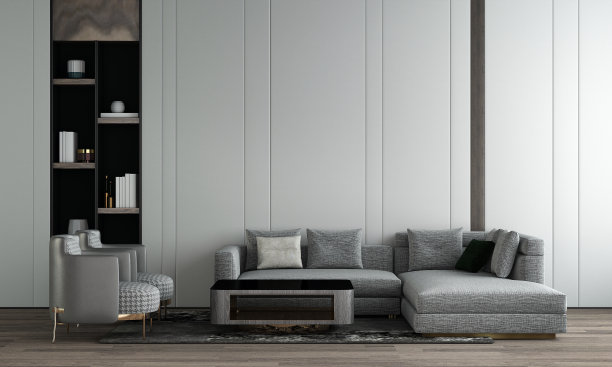 现代舒适的客厅和白色墙面质感背景室内设计图片下载