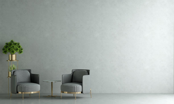 现代客厅与混凝土墙面质感背景室内设计图片下载