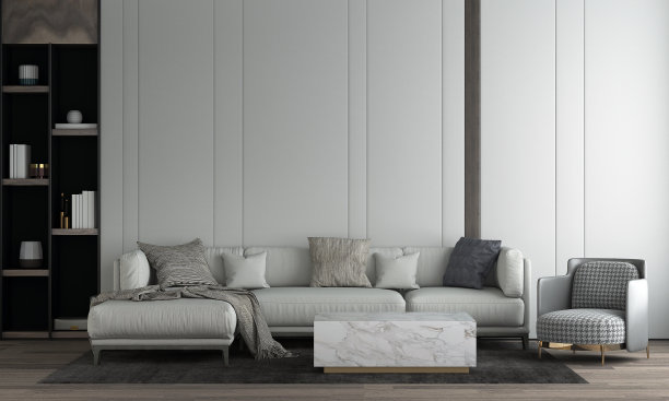 现代舒适的客厅和空墙质感背景室内设计图片下载