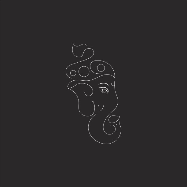 象头神轮廓图像矢量插图图片下载