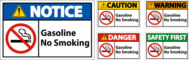 白色背景汽油禁止吸烟标志图片下载