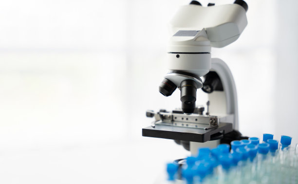 科学家在实验室里工作，医生在实验室里看试管里的透明溶液。图片下载