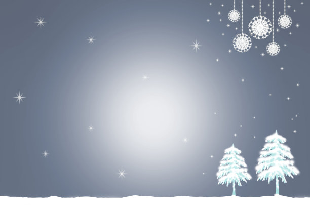 圣诞树和雪花，白色雪景背景插画图片下载