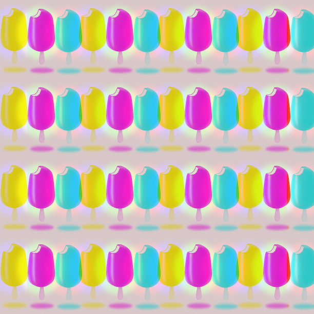 许多诱人、美味的冰淇淋放在一根棒上，在巧克力糖霜中，大量的，明亮多彩的，在精致的粉色背景上图片下载