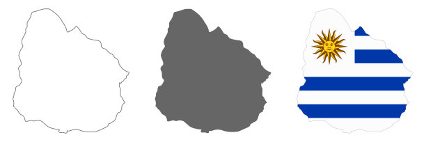 高度详细的乌拉圭地图与边界孤立的背景图片下载