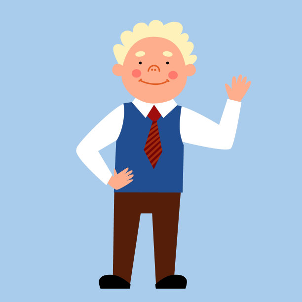 一个男生站得高高的，挥着手。一个男孩友好的问候。图片下载