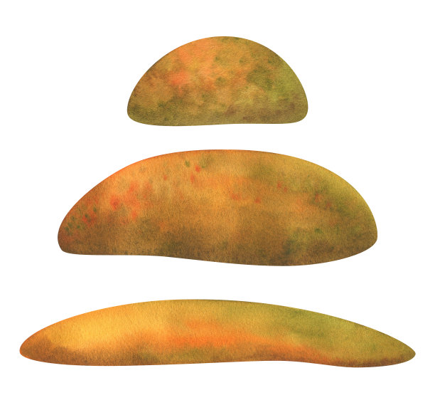 秋天的表面。水彩插图的草表面创建装饰组成。秋季背景设计的一组泥土。孤立的剪纸岛的橙绿色图片下载