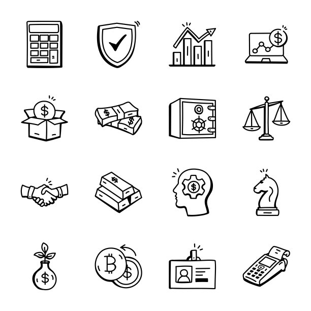 银行和金融手绘图标图片下载