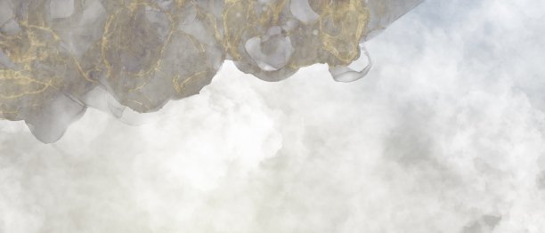 酒精水墨艺术抽象框架。灰色背景上的金色大理石波浪。秋季模板与复制空间。蓬松的云彩纹理。怀旧、古色古香或复古风格图片下载