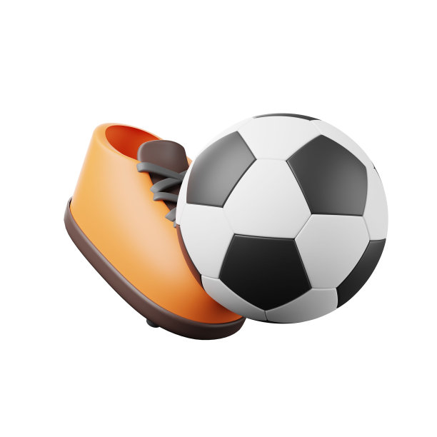 卡通风格的棕色足球鞋和白色背景前的足球图片下载