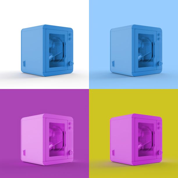 不同颜色的烤架机3D渲染图图片下载