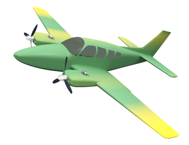 白色背景上孤立的双引擎飞机图片下载