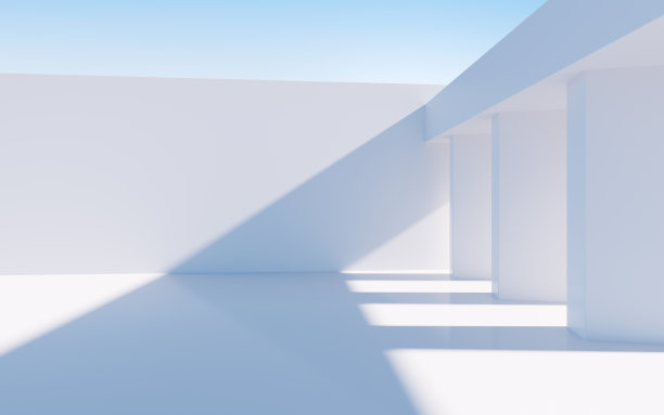 白色抽象几何结构，空旷的户外建筑场景，3d渲染。图片下载