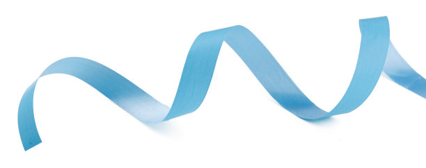 蓝色缎面发光缎带孤立在白色背景上图片下载