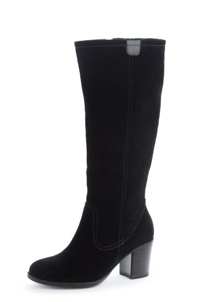 女子高膝皮靴孤立在白色背景图片下载